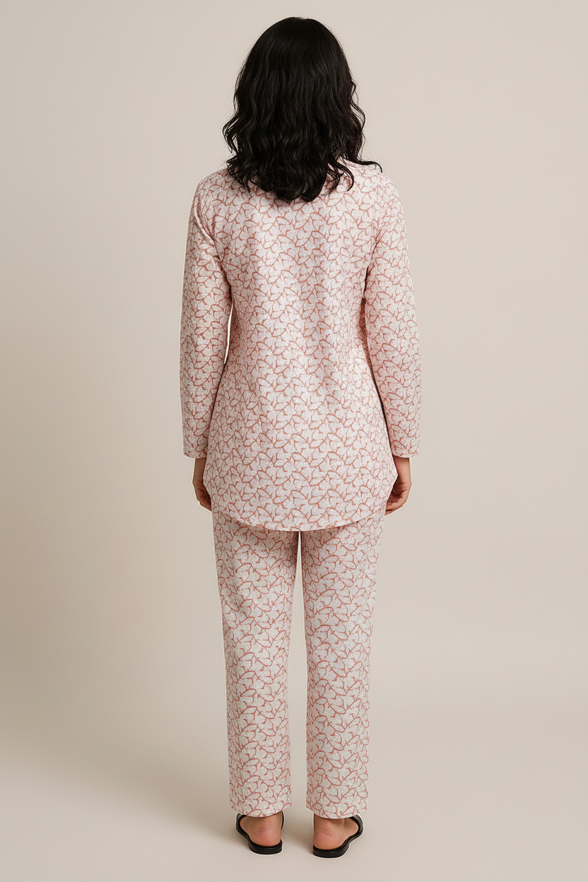 Women’s Printed Cotton Kurti Pant Set | Two-Piece Casual Co-Ord Outfit | Daily & Lounge Wear