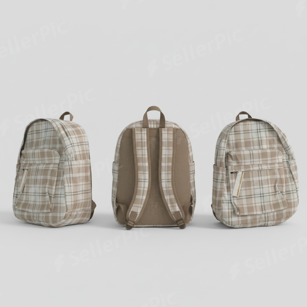 Classic Plaid Backpack – Minimal Lightweight School & Everyday Travel Bag