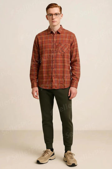 Pack Of Men’s Plaid Long-Sleeve Shirt – Soft Casual Button-Down with Classic Check Pattern