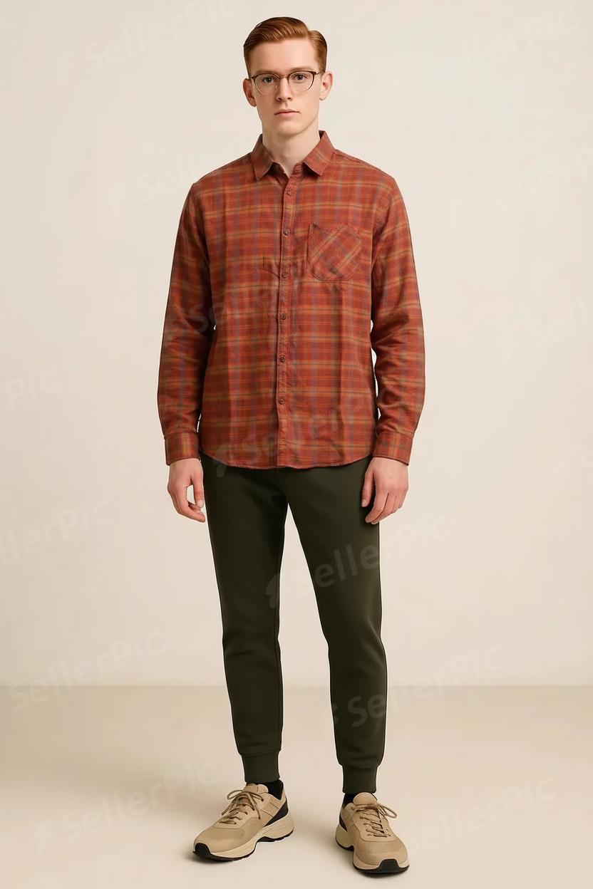 Pack Of Men’s Plaid Long-Sleeve Shirt – Soft Casual Button-Down with Classic Check Pattern