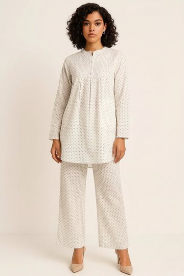 Women’s Printed Cotton Two-Piece Kurti Set | Long Shirt & Straight Pants | Casual & Everyday Wear