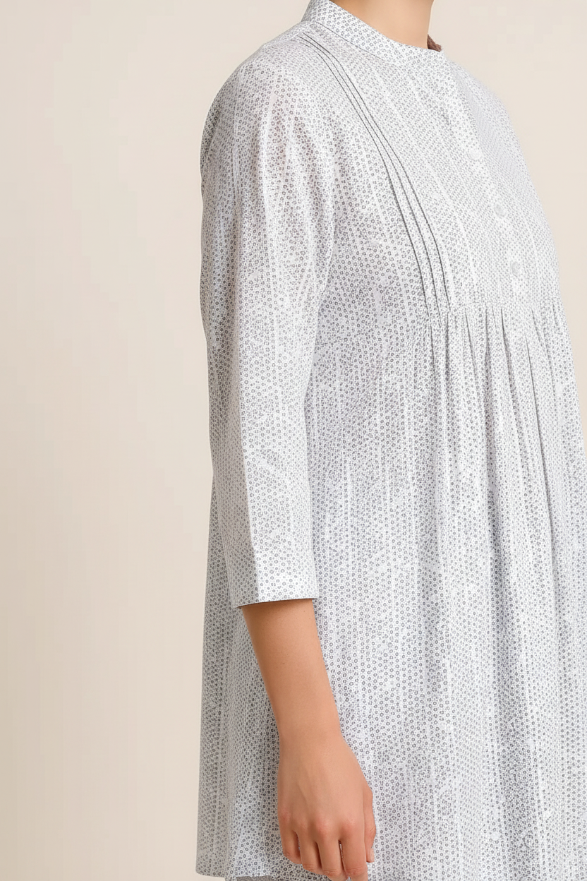 Women’s Minimal Printed Cotton Co-Ord Set | Long Kurti & Straight Pants | Everyday Comfort Wear