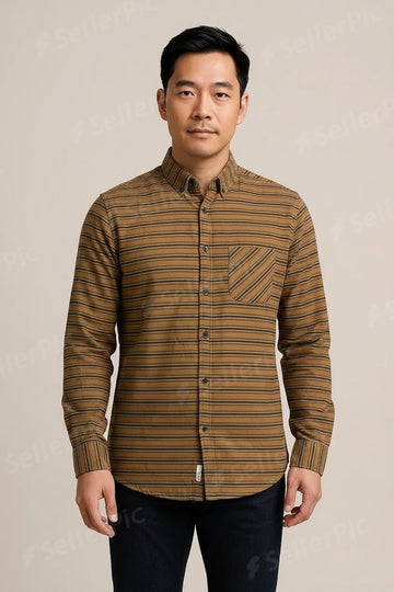 Men’s Plaid Long-Sleeve Shirt – Soft Casual Button-Down with Classic Check Pattern