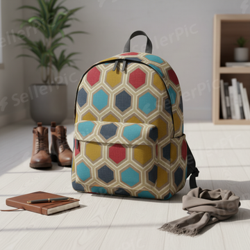 Geometric Pattern Backpack – Stylish Lightweight Travel & Everyday School Bag
