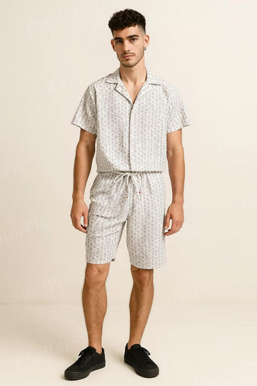 Men’s Summer Printed Co-Ord Set (Shirt & Shorts) – Lightweight Casual Wear | Premium Breathable Fabric