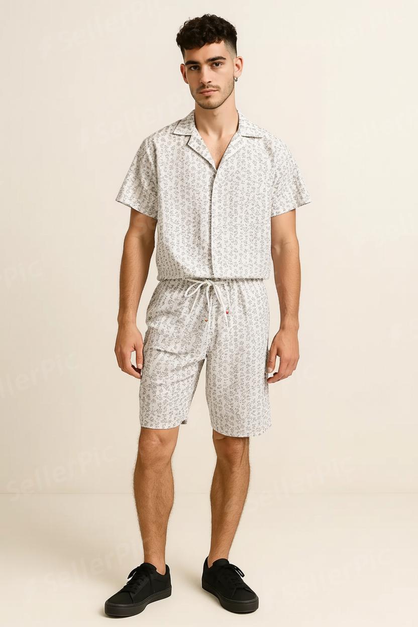 Men’s Summer Printed Co-Ord Set (Shirt & Shorts) – Lightweight Casual Wear | Premium Breathable Fabric