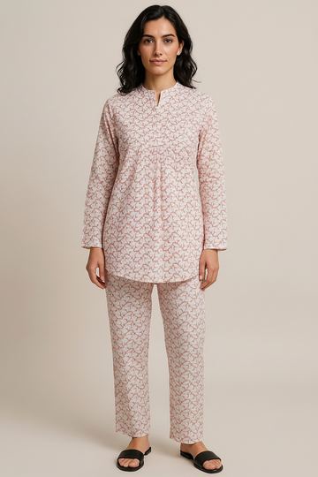 Women’s Printed Cotton Kurti Pant Set | Two-Piece Casual Co-Ord Outfit | Daily & Lounge Wear