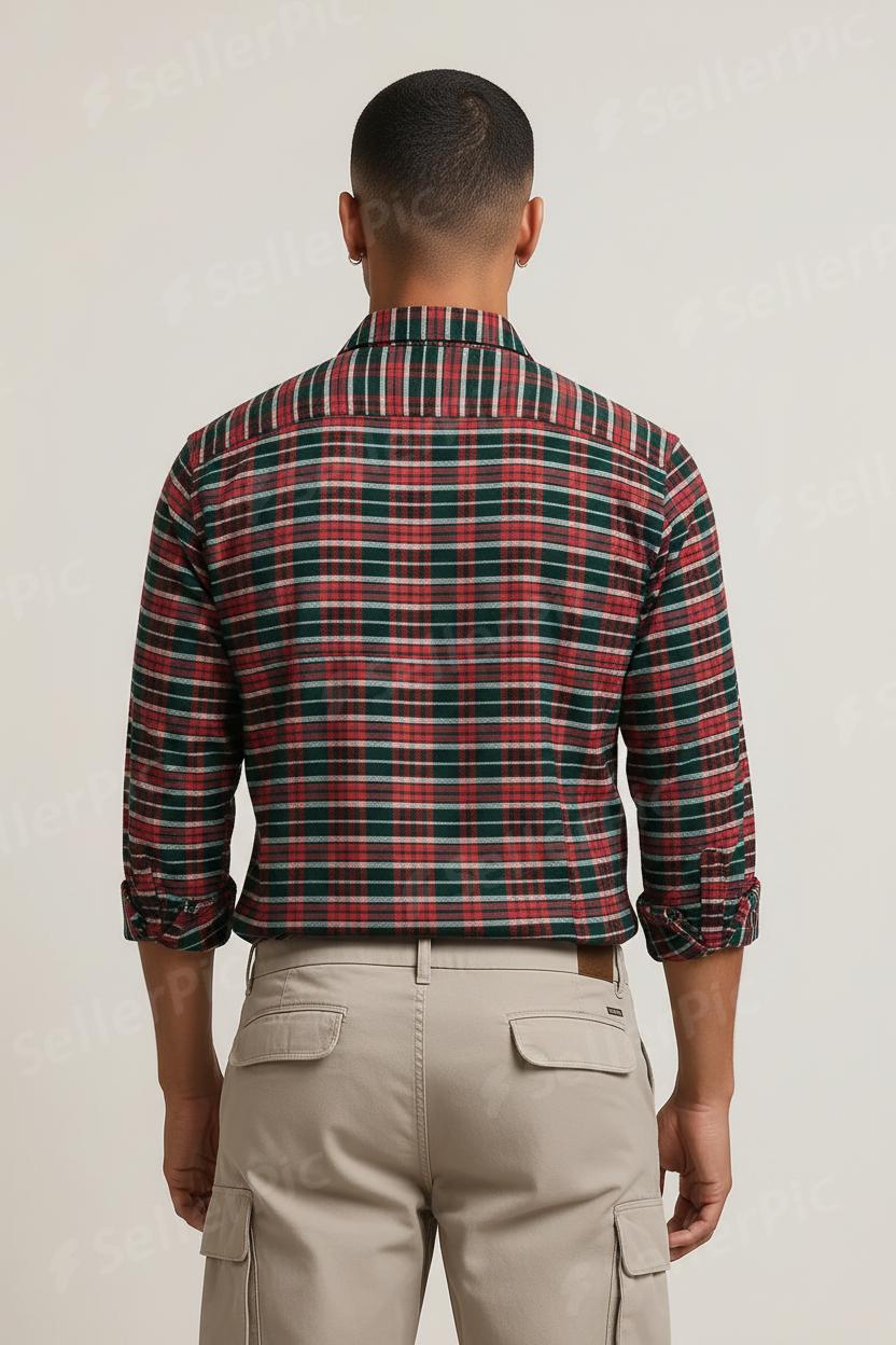 Men’s Classic Plaid Flannel Shirt – Long Sleeve, Soft Brushed Cotton, Casual Outdoor Workwear Button-Up