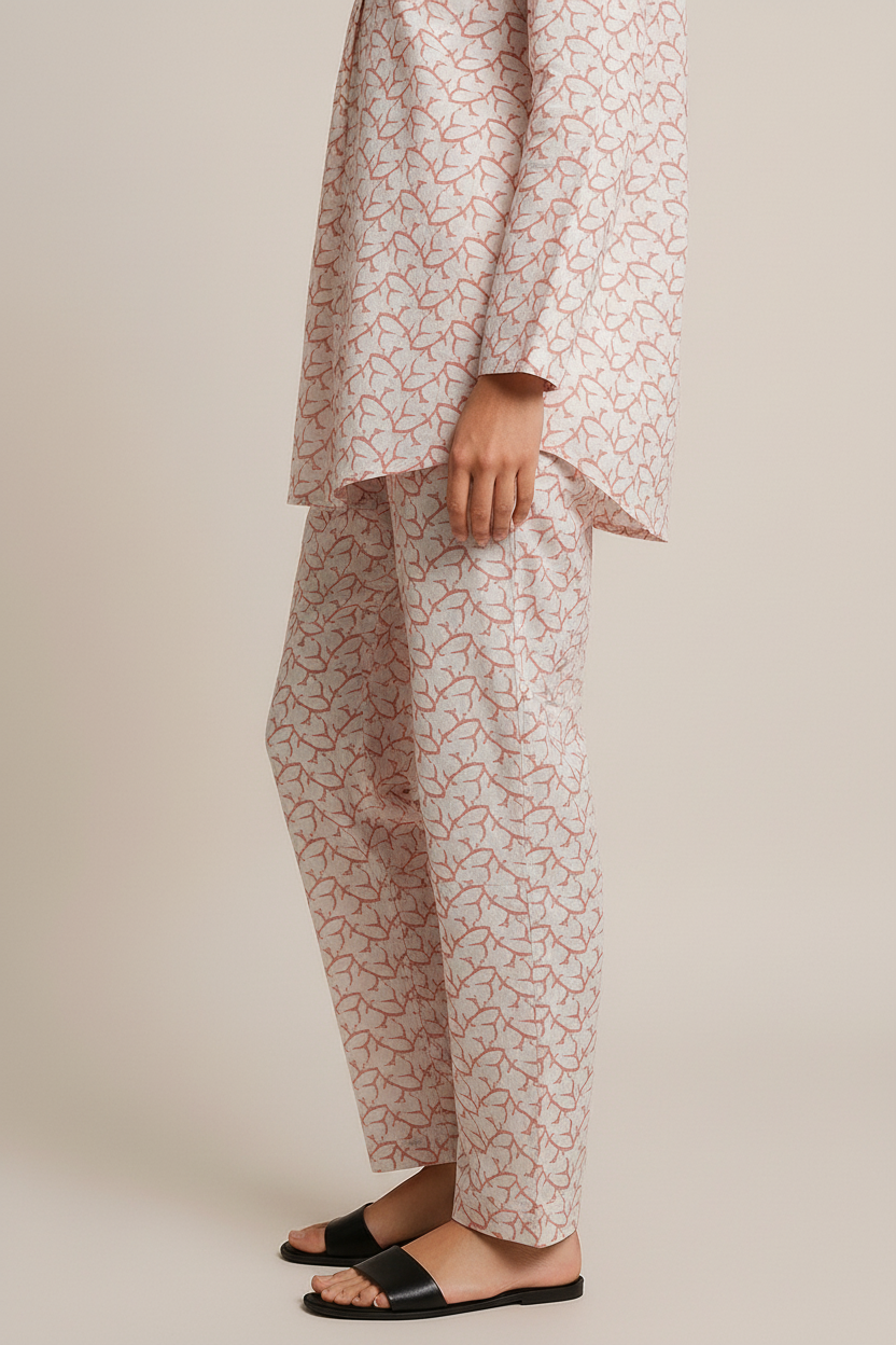 Women’s Printed Cotton Kurti Pant Set | Two-Piece Casual Co-Ord Outfit | Daily & Lounge Wear