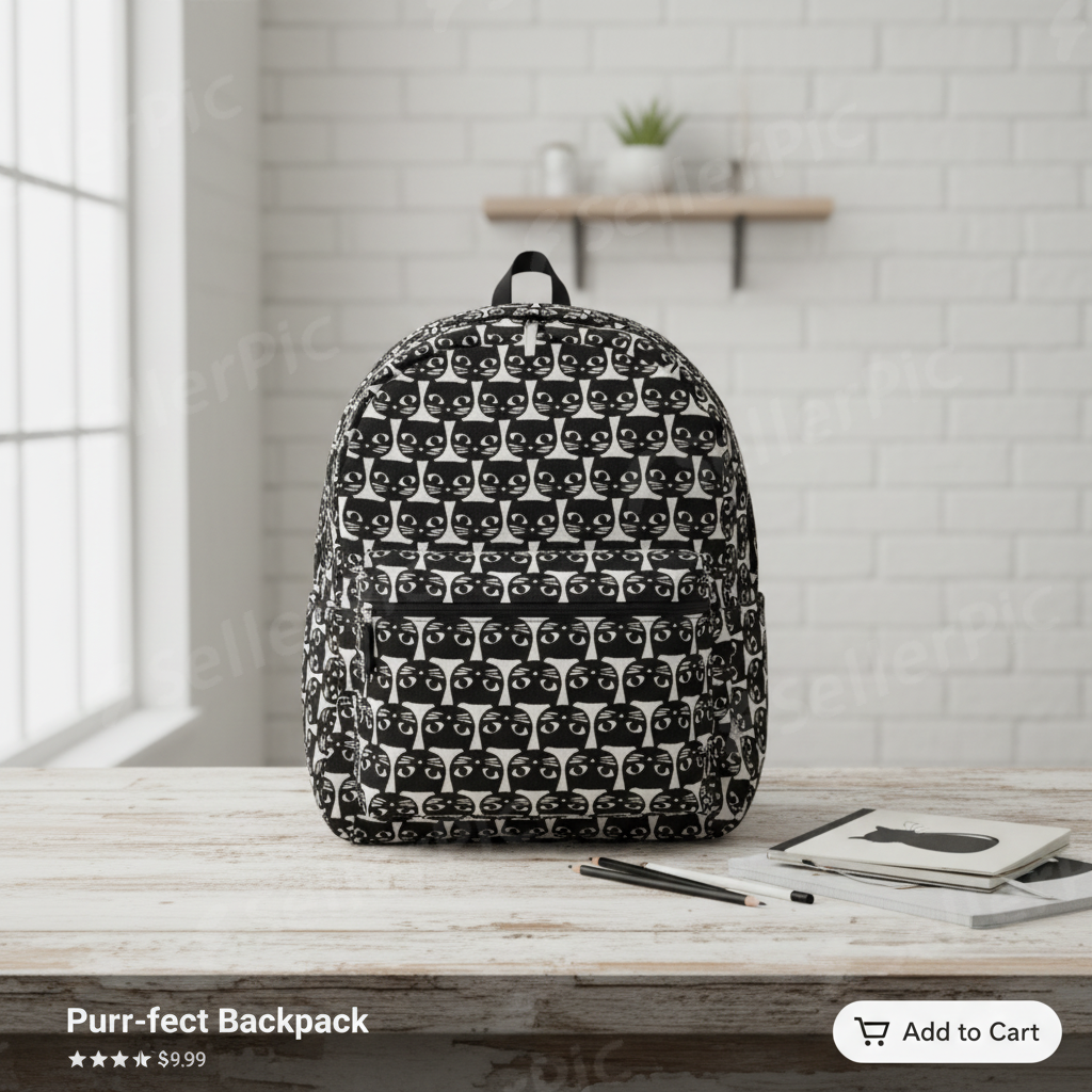 Cat Pattern Backpack – Cute Lightweight School & Everyday Travel Bag