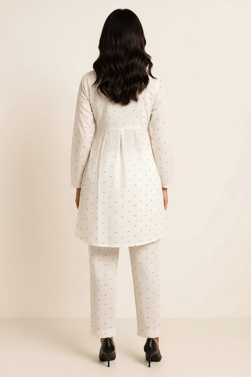 Women’s Minimal Printed Cotton Kurti Pant Set | Elegant Two-Piece Outfit for Daily & Office Wear