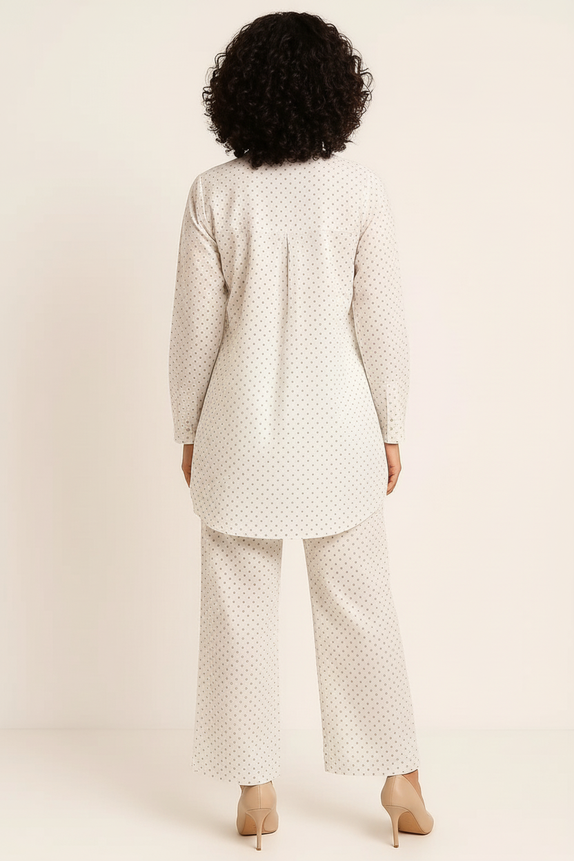 Women’s Printed Cotton Two-Piece Kurti Set | Long Shirt & Straight Pants | Casual & Everyday Wear