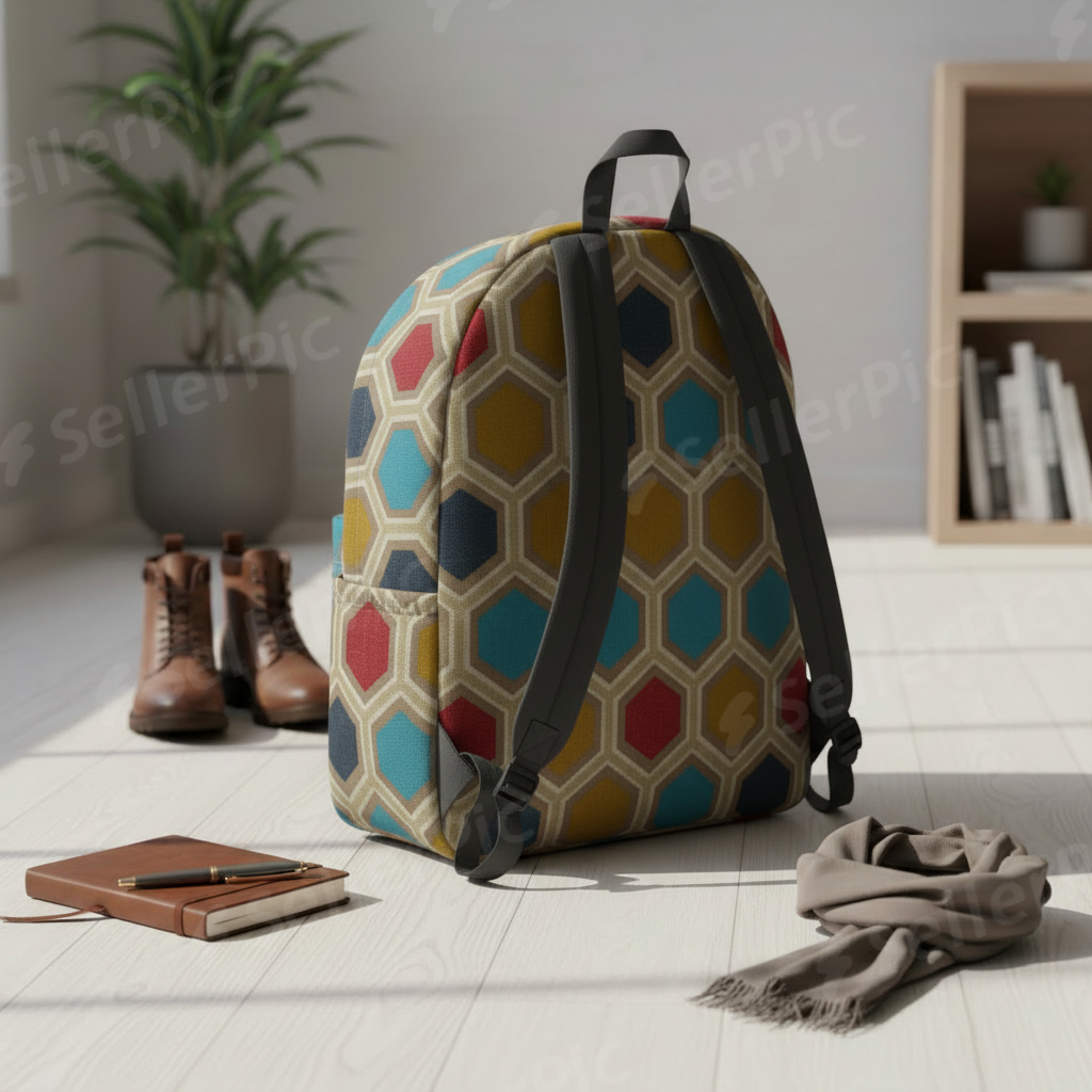 Geometric Pattern Backpack – Stylish Lightweight Travel & Everyday School Bag