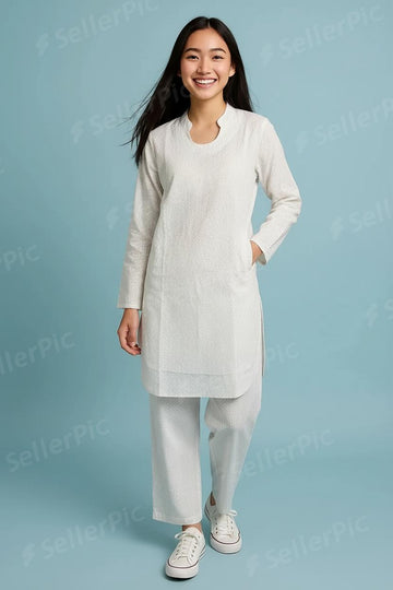 Women’s Cotton Printed Co-Ord Set – Soft Shirt & Pajama Pants Lounge Wear