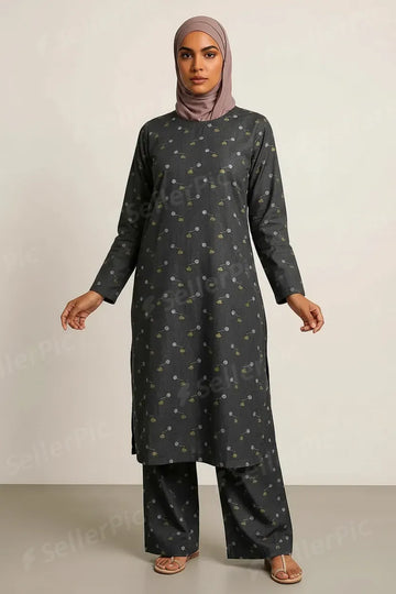 Women’s Cotton Printed Co-Ord Set – Soft Shirt & Pajama Pants Lounge Wear