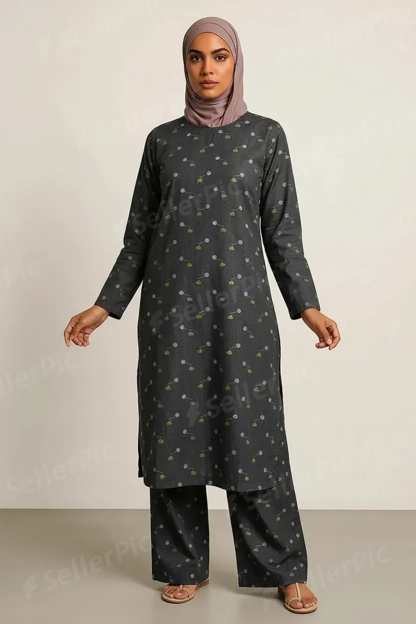 Women’s Cotton Printed Co-Ord Set – Soft Shirt & Pajama Pants Lounge Wear