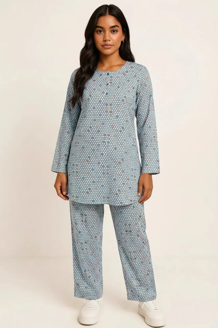 Women’s Cotton Printed Co-Ord Set – Soft Shirt & Pajama Pants Lounge Wear