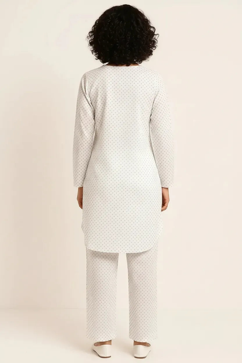 Women’s Cotton Printed Co-Ord Set – Soft Shirt & Pajama Pants Lounge Wear