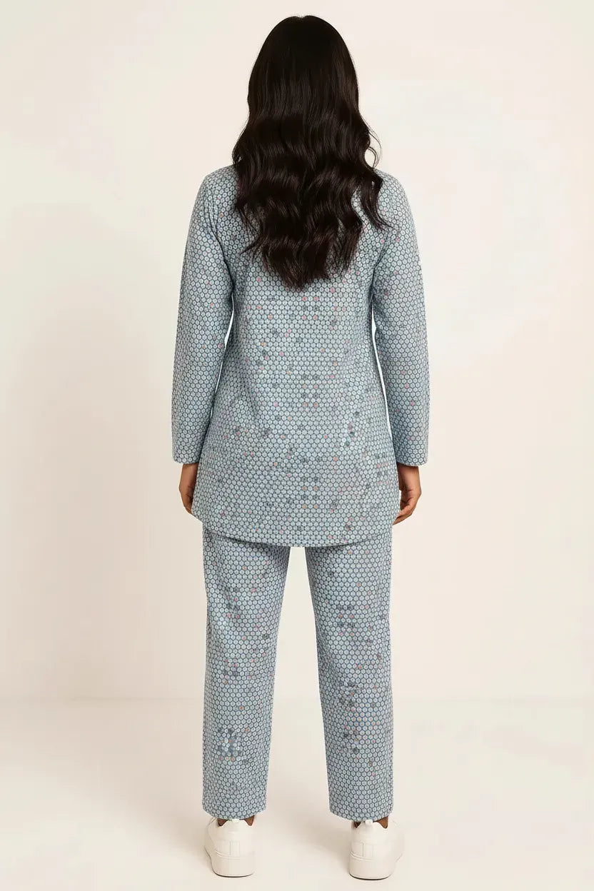 Women’s Cotton Printed Co-Ord Set – Soft Shirt & Pajama Pants Lounge Wear