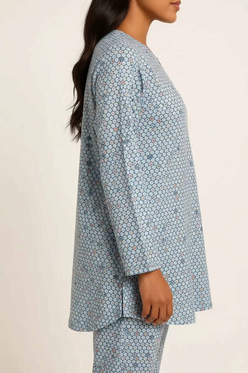 Women’s Cotton Printed Co-Ord Set – Soft Shirt & Pajama Pants Lounge Wear