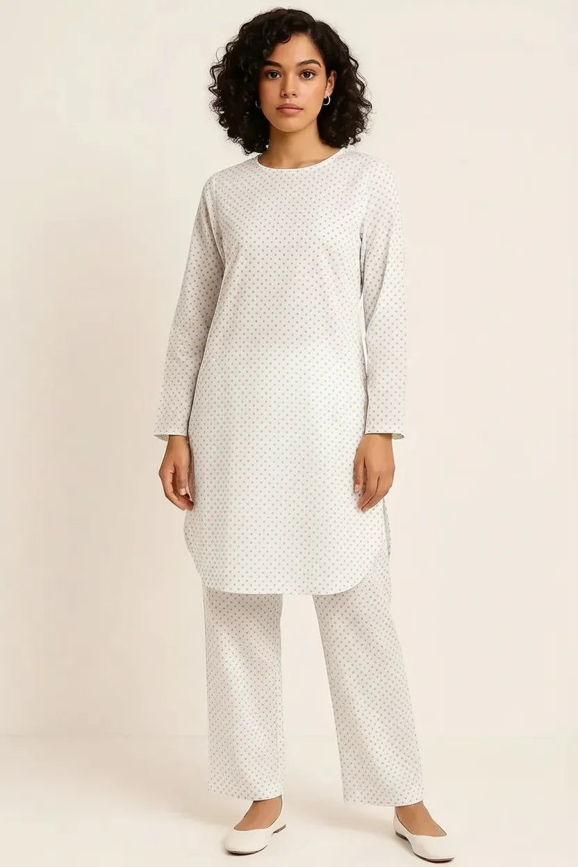 Women’s Cotton Printed Co-Ord Set – Soft Shirt & Pajama Pants Lounge Wear