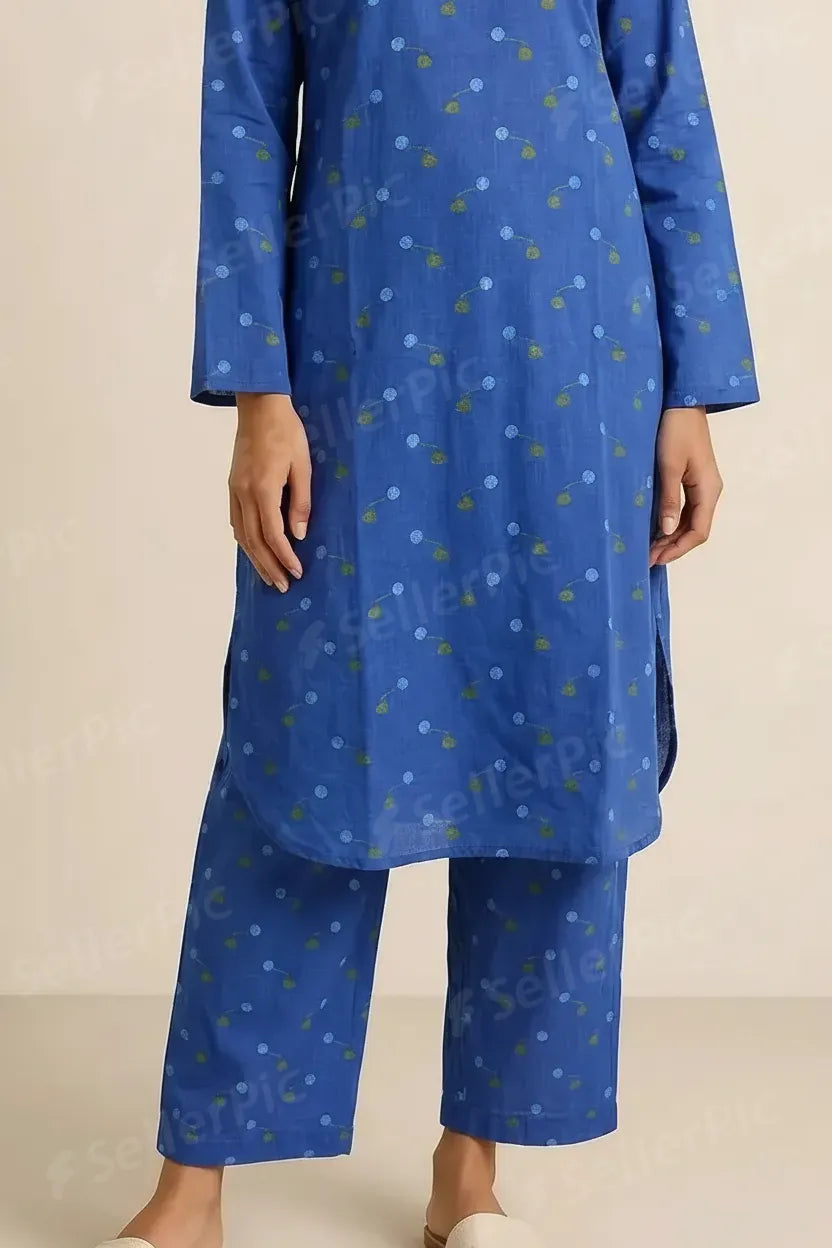 Women’s Cotton Printed Co-Ord Set – Soft Shirt & Pajama Pants Lounge Wear